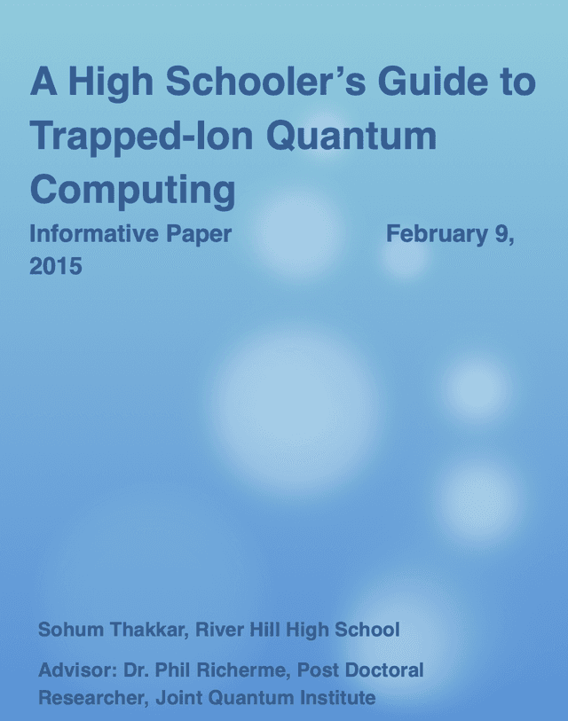 Title page of 'A High Schooler's Guide to Trapped-Ion Quantum Computing' from 2015