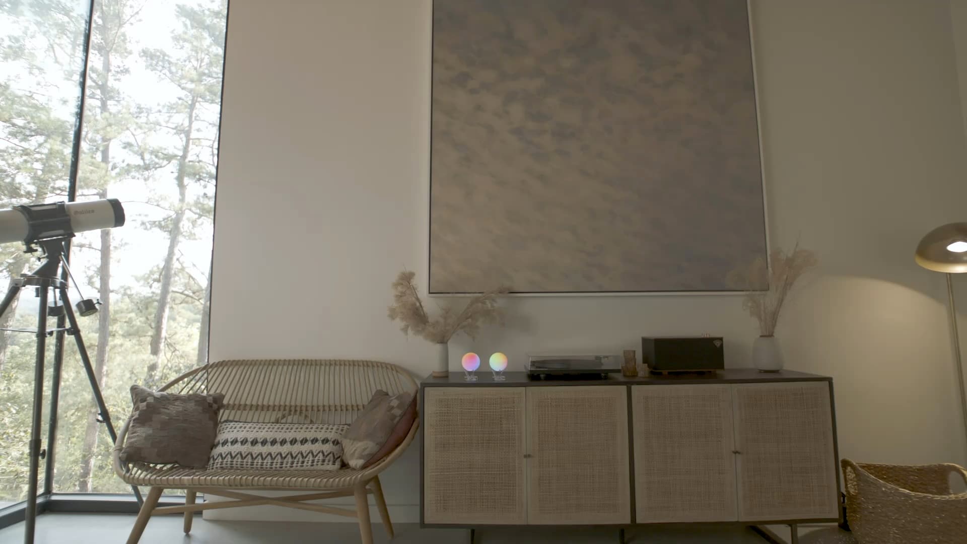 Qubi pair displayed in a modern living room