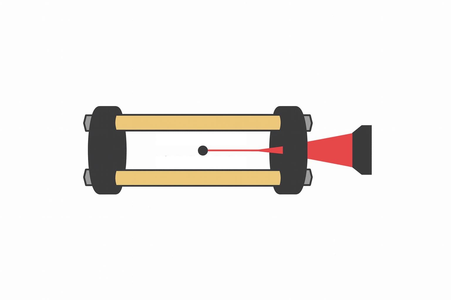 Illustration of a laser shining on a single ion held in an ion trap